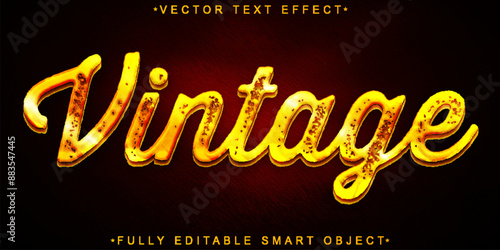 Gold Oldest Vintage Vector Fully Editable Smart Object Text Effect