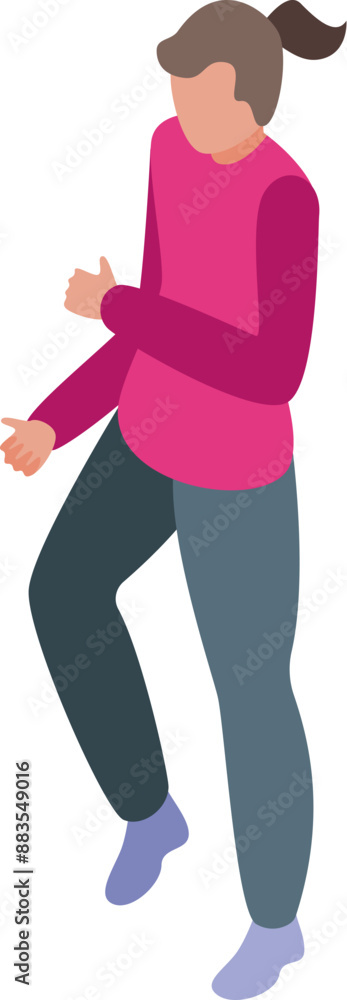 Obraz premium Young woman is dancing energetically, enjoying the rhythm and moving to the music