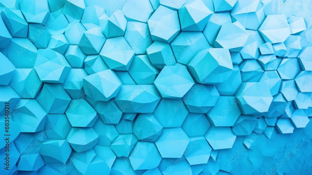 A mesmerizing arrangement of hexagons and triangles in varying shades of teal and aquamarine mimic the organic shapes of a glacial landscape. A mesmerizing arrangement of hexagons and triangles in varying shades of teal and aquamarine mimic the organic shapes of a glacial landscape.
