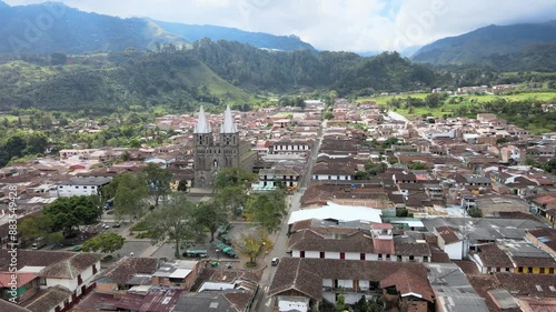 Drone shot over Jardin, Colombia
