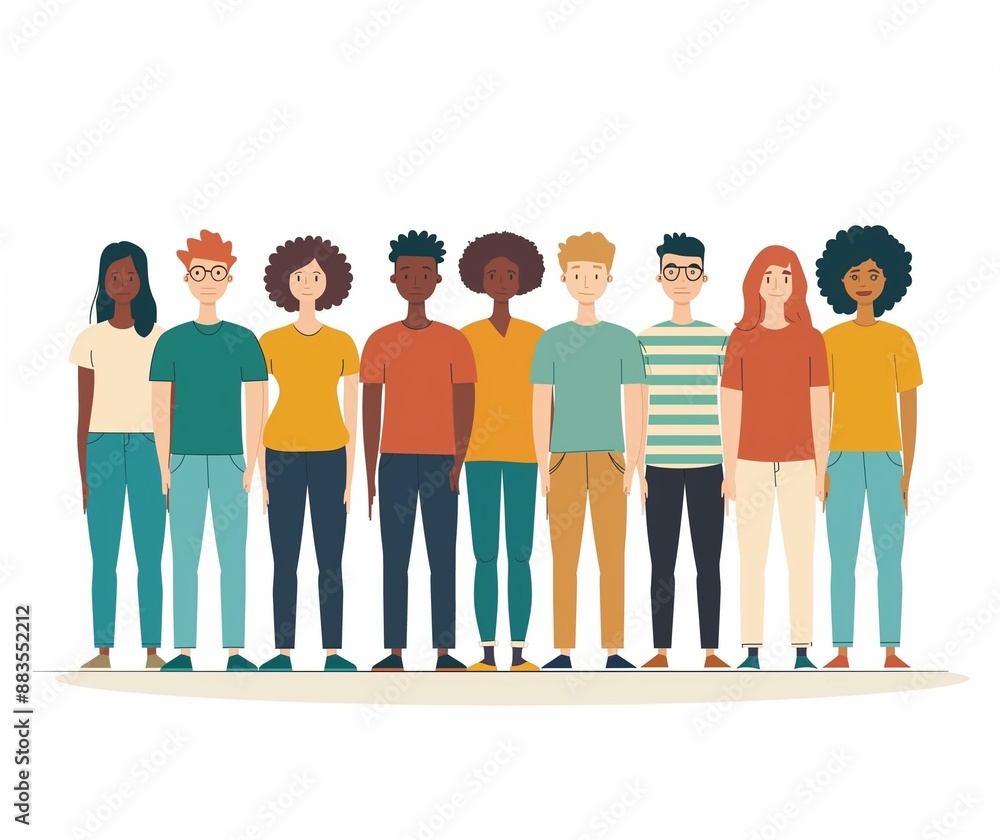 Fototapeta premium Diverse Group of People Illustration - Multicultural Team Unity and Diversity Concept.