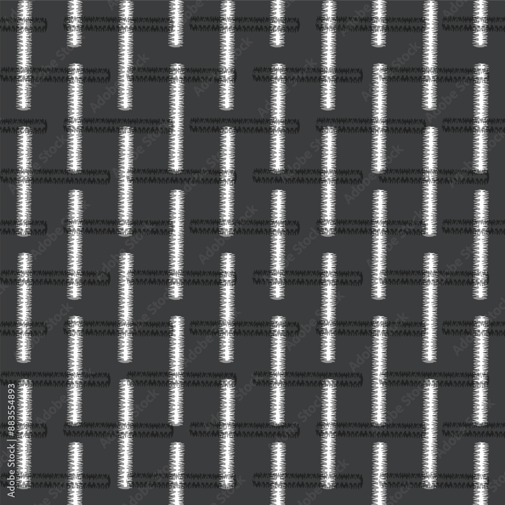 Naklejka premium simple vertical check and horizontal line check texture outline abstract black and white pattern background design for textiles, tiles..,