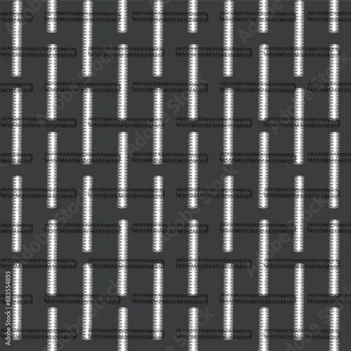 simple vertical check and horizontal line check texture outline abstract black and white pattern background design for textiles, tiles..,