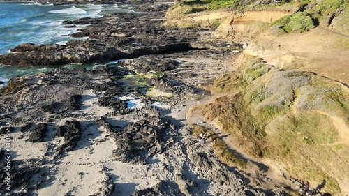 Drone shot of tide pools on Oregon Coast near Cape Perpetua, USA