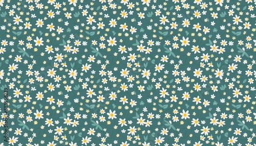  Floral seamless pattern made of meadow plants and flowers. Summer nature ornament. Modern flat design. Fashion style for textile and fabric. Generative ai image