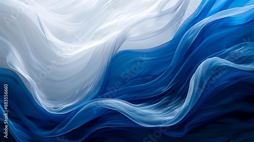 Blue Hues in Motion: Diagonal Layers on White Canvas