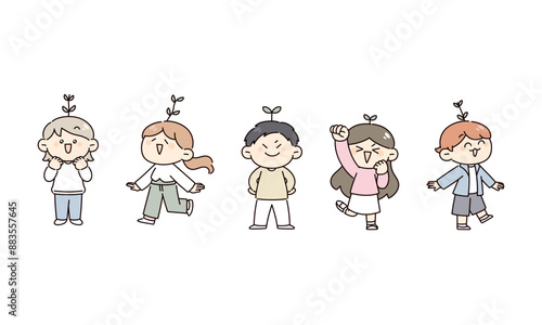 成長している人たちのイラスト