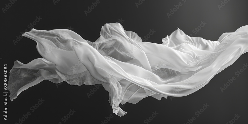 A close-up shot of flowing fabric in black and white tones A close-up shot of flowing fabric in black and white tones
