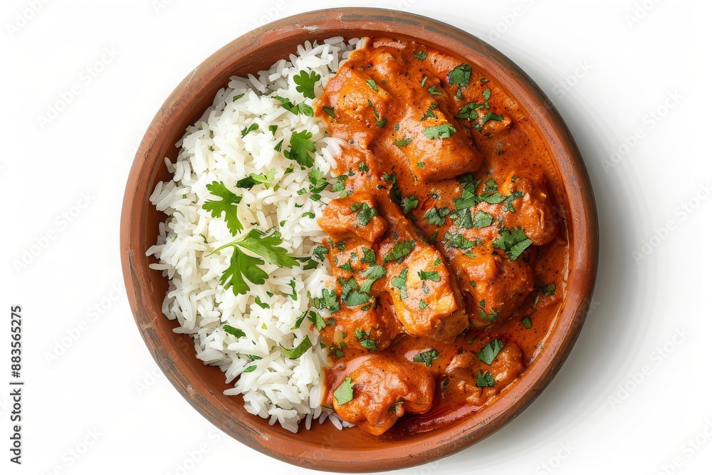 Chicken tikka masala spicy curry meat food with rice Chicken tikka masala spicy curry meat food with rice