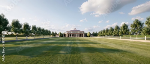 A polo ground provides a vast, grassy expanse ideal for the fastpaced and strategic game of polo photo