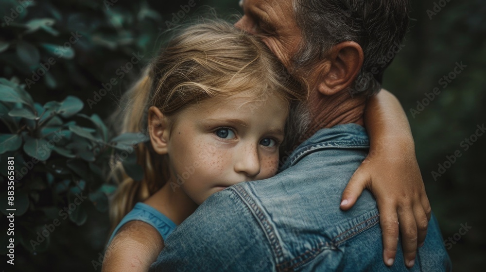 A loving moment between an adult and a child, potentially for a family or portrait image A loving moment between an adult and a child, potentially for a family or portrait image