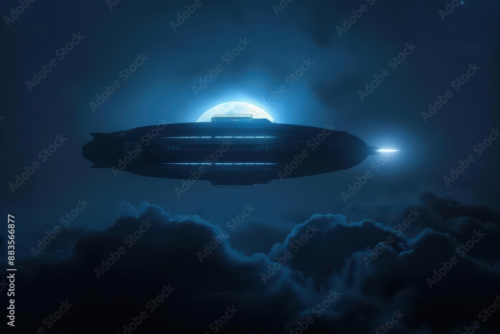 A supernatural scene unfolded as a ghostly zeppelin floated silently across the moonlit sky, its ethereal form glowing with otherworldly light A supernatural scene unfolded as a ghostly zeppelin floated silently across the moonlit sky, its ethereal form glowing with otherworldly light