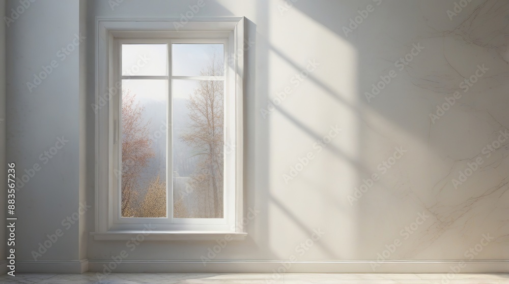 Fototapeta premium Realistic Minimalist Blurred Natural Light with Shadow Overlay on Wallpaper Texture