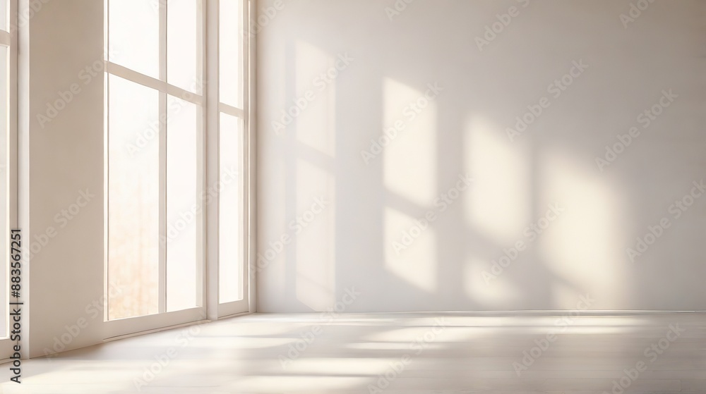 Realistic Minimalist Blurred Natural Light with Shadow Overlay on Wallpaper Texture Realistic Minimalist Blurred Natural Light with Shadow Overlay on Wallpaper Texture