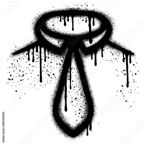 Necktie graffiti with black spray paint.vector illustration.