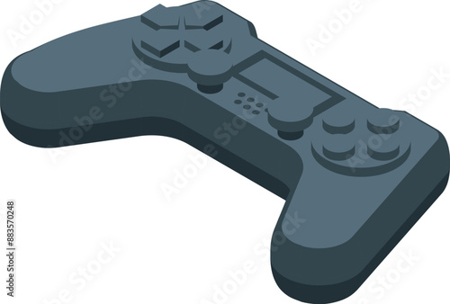 Black wireless gamepad controller for playing video games isometric illustration