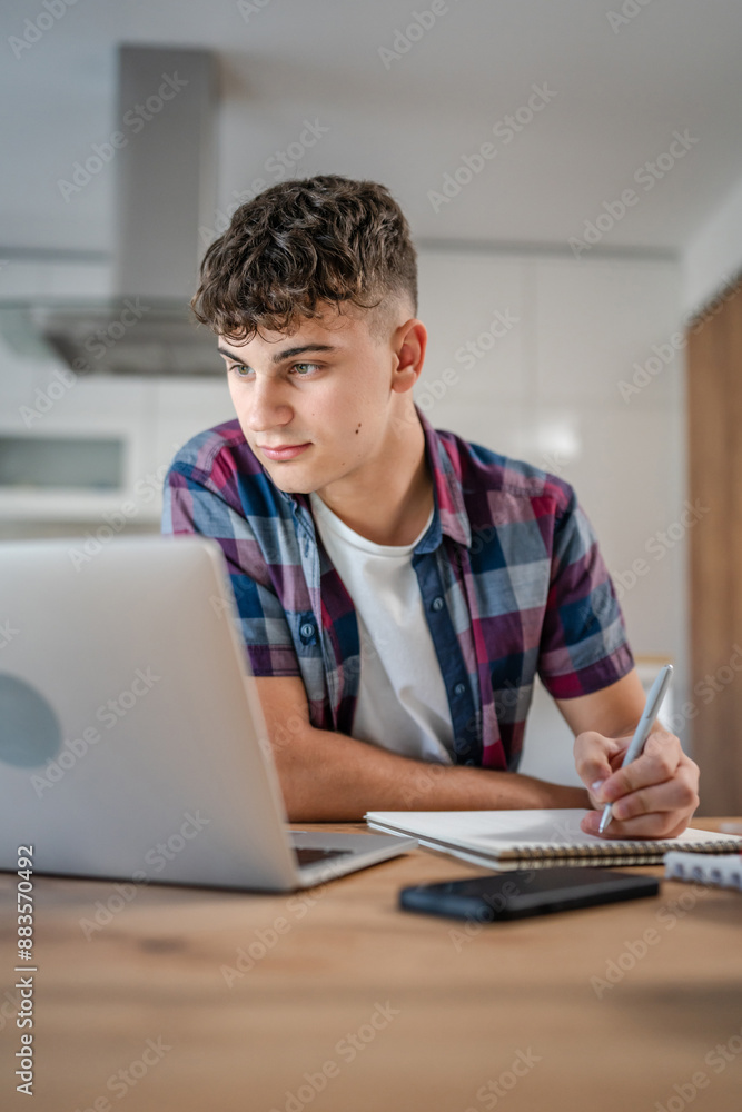 Young caucasian man teenager student study at home Young caucasian man teenager student study at home