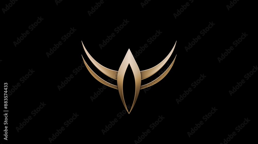 Elegant Golden Winged Emblem on Black Background Elegant Golden Winged Emblem on Black Background