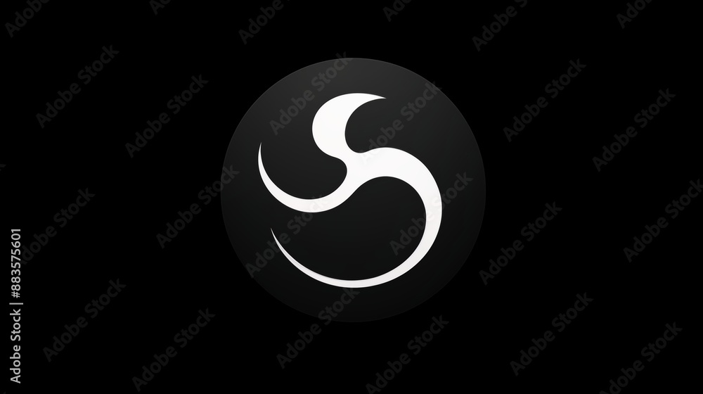 Abstract Black and White Curved Design Logo