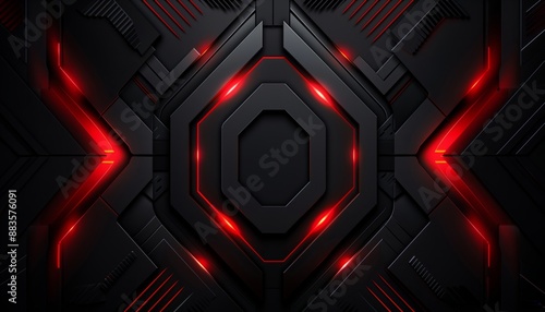 Dark futuristic glowing red hexagon gaming background