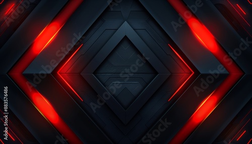 Futuristic red and black gaming background with glowing neon lights