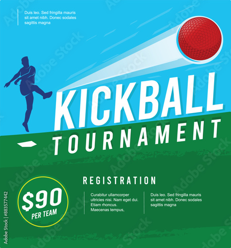 Great attractive editable and memorable kickball poster for competition and tournament event	