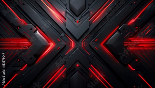 Futuristic red and black circuit board technology background