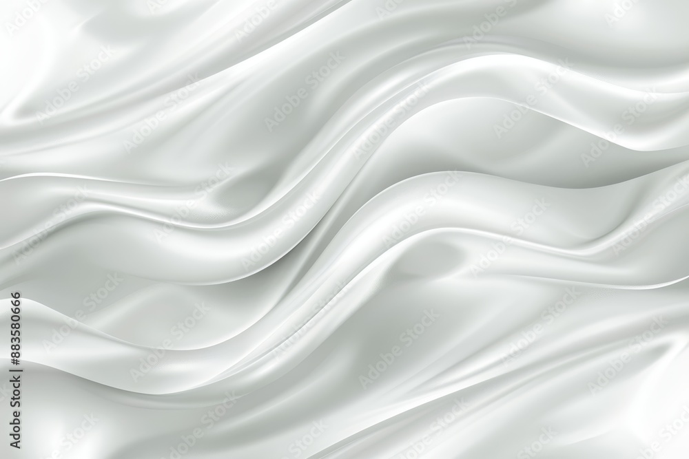 Naklejka premium Abstract White Satin Fabric Texture Background, Smooth Elegant Silk or Wavy Cloth Material