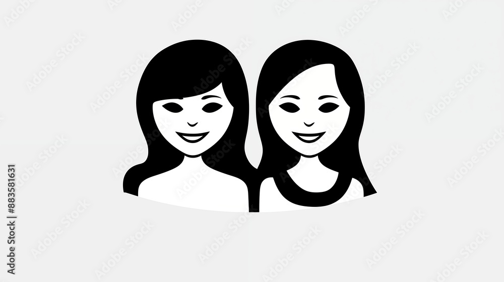 A digital portrait of two smiling girls showing friendship and happiness. A digital portrait of two smiling girls showing friendship and happiness.