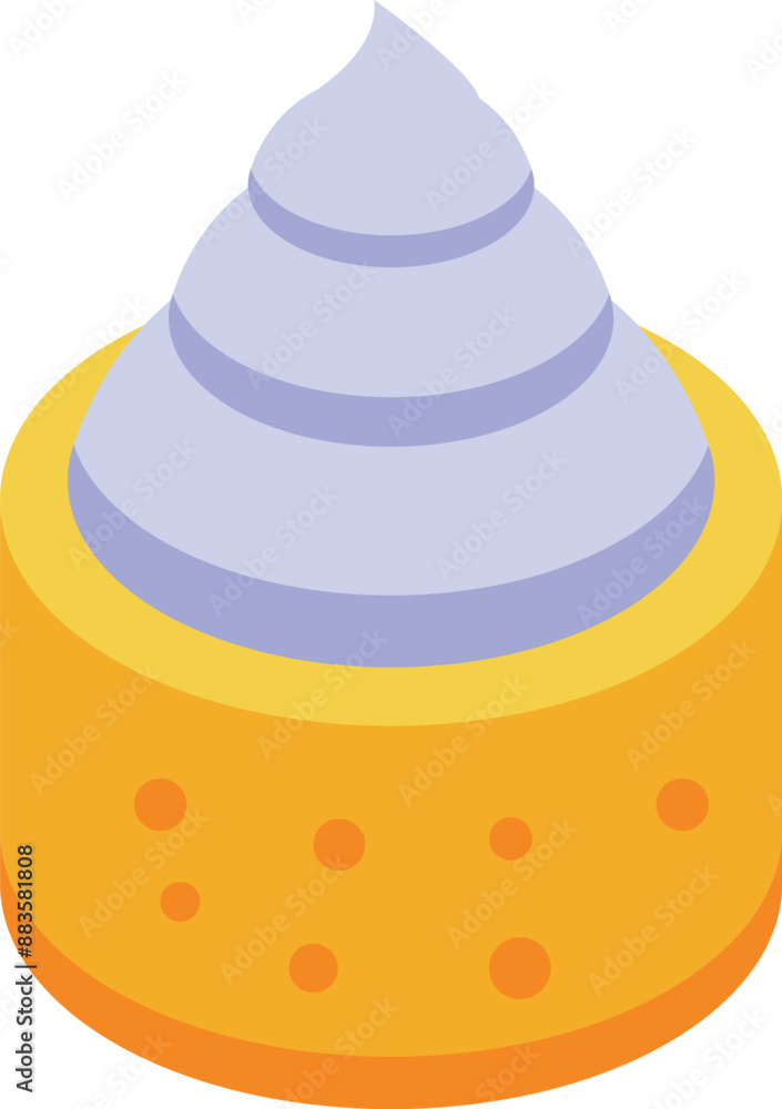 Cupcake with cream, sweet bakery product with topping, isometric icon Cupcake with cream, sweet bakery product with topping, isometric icon