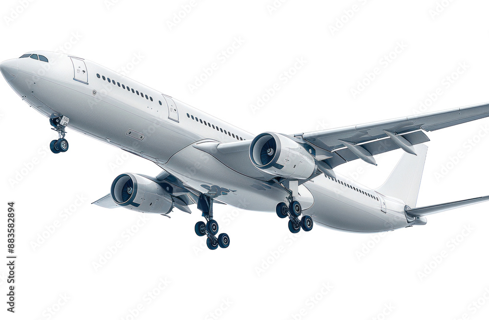 Fototapeta premium An airplane isolated on a transparent background for web banner, wallpaper