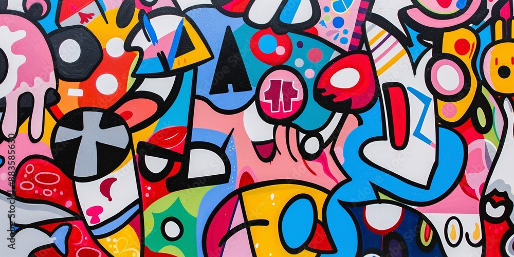 Obraz premium Abstract Colorful Graffiti Art with Geometric Shapes