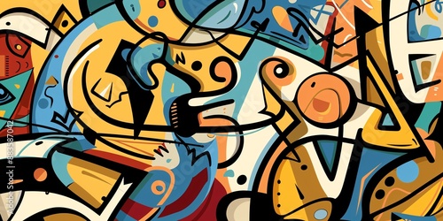 Abstract Colorful Graffiti Art with Geometric Shapes
