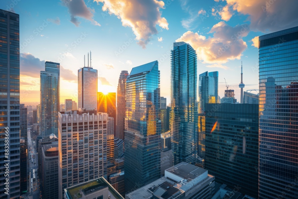 Obraz premium Sunset Over the Toronto Skyline