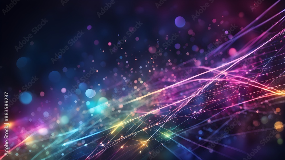 A colorful, abstract image with a lot of dots and lines