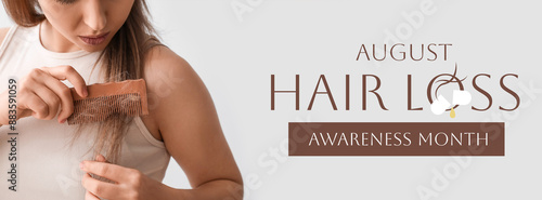 Young woman with hair loss ...