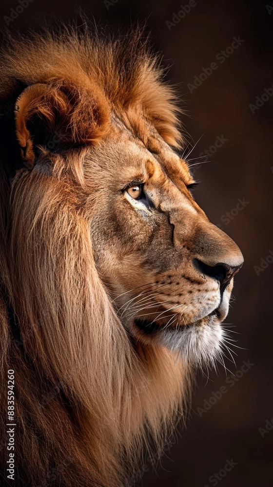 Naklejka premium Majestic lion posing with brown background