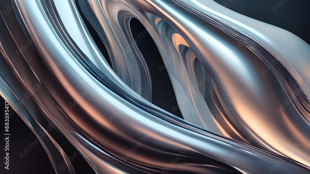 A silver and black abstract painting with a lot of curves and lines A silver and black abstract painting with a lot of curves and lines