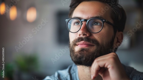 Portrait of a Thoughtful Man with Glasses