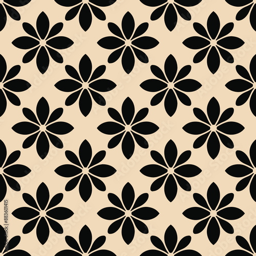 Wallpaper Mural Minimalistic abstract black floral pattern vector. Black floral seamless pattern vector perfect for textile design, screensavers, covers, cards, invitations, posters, and more. Torontodigital.ca