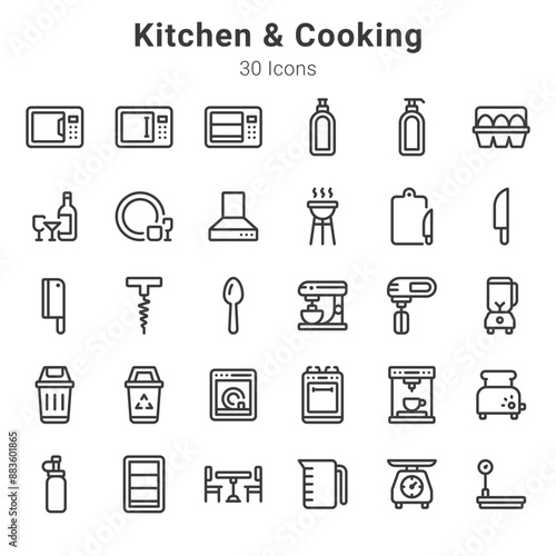 30 icon collection about kitchen and cooking