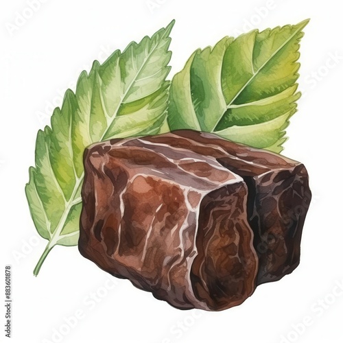 a Cocoa Brownie, Cocoa Element, watercolor illustration, isolated on white background photo