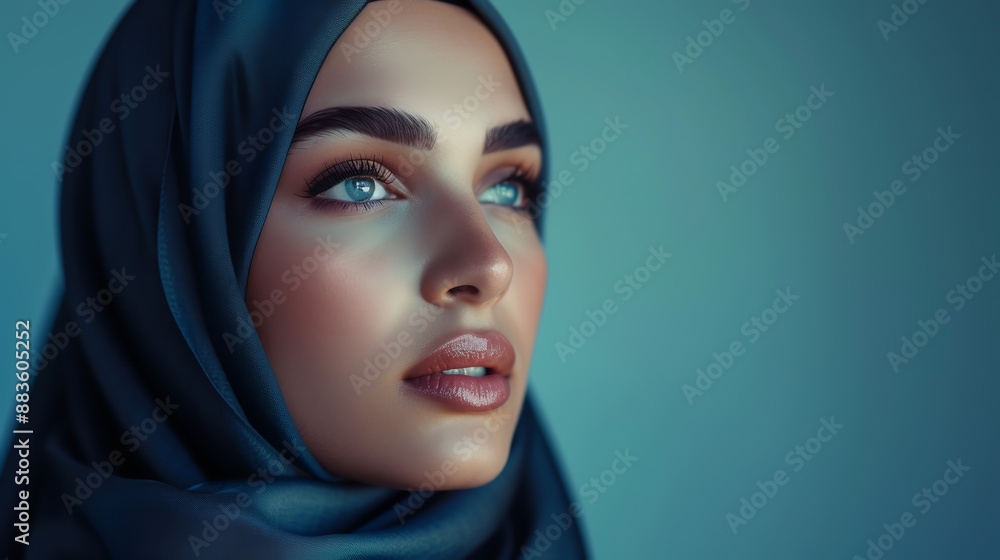 Naklejka premium A very beautiful Muslim woman in a hijab.