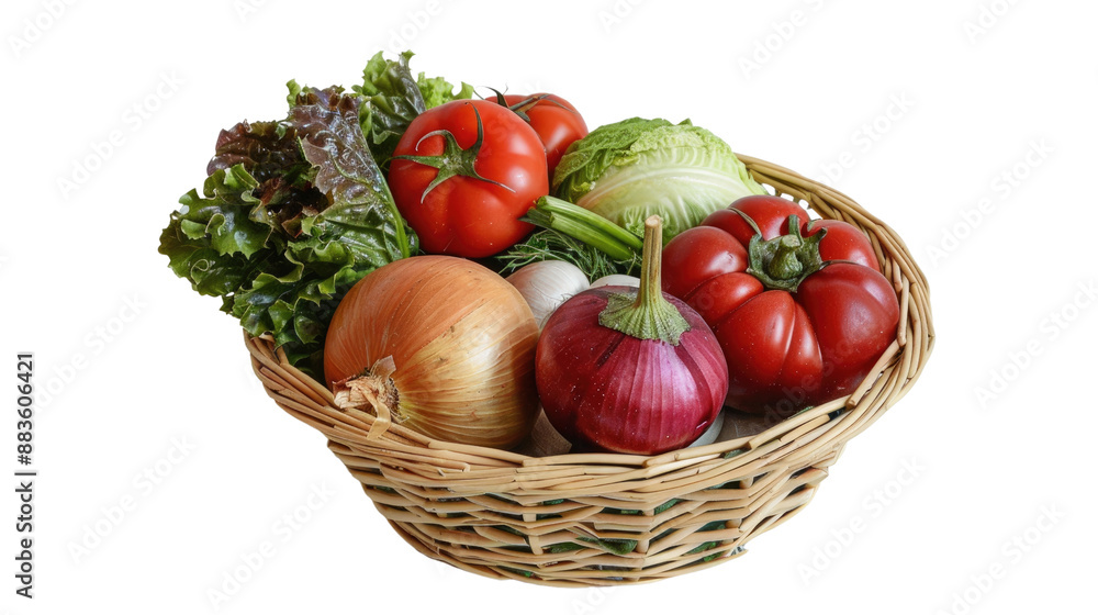 basket full of vegetables on a transparent background basket full of vegetables on a transparent background