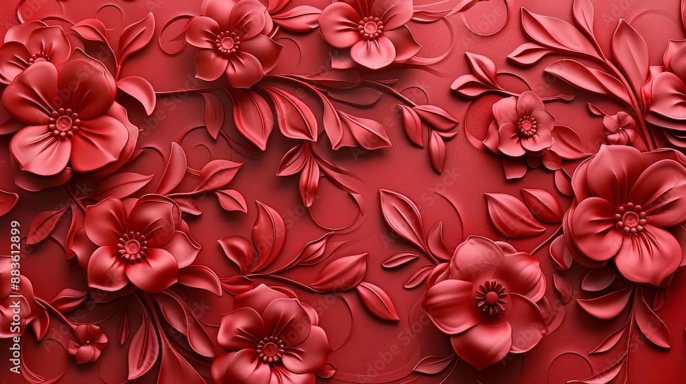 Extruded Ornamental Design Red 3D Diwali Wallpaper Extruded Ornamental Design Red 3D Diwali Wallpaper