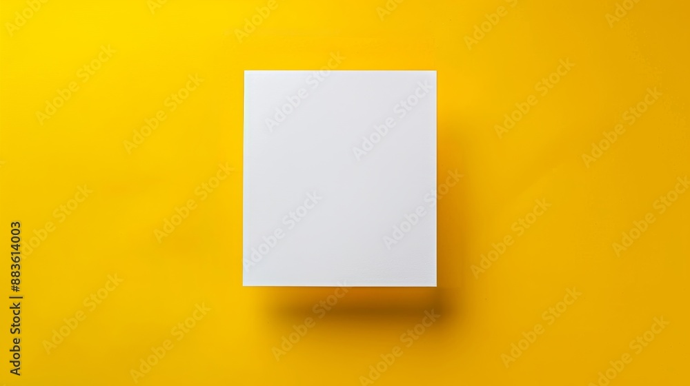 Empty white paper sheet isolated on yellow background Empty white paper sheet isolated on yellow background