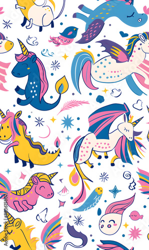 cartoon 2d illustrator doodle pattern, cute pattern in graphic seamless pattern © katobonsai