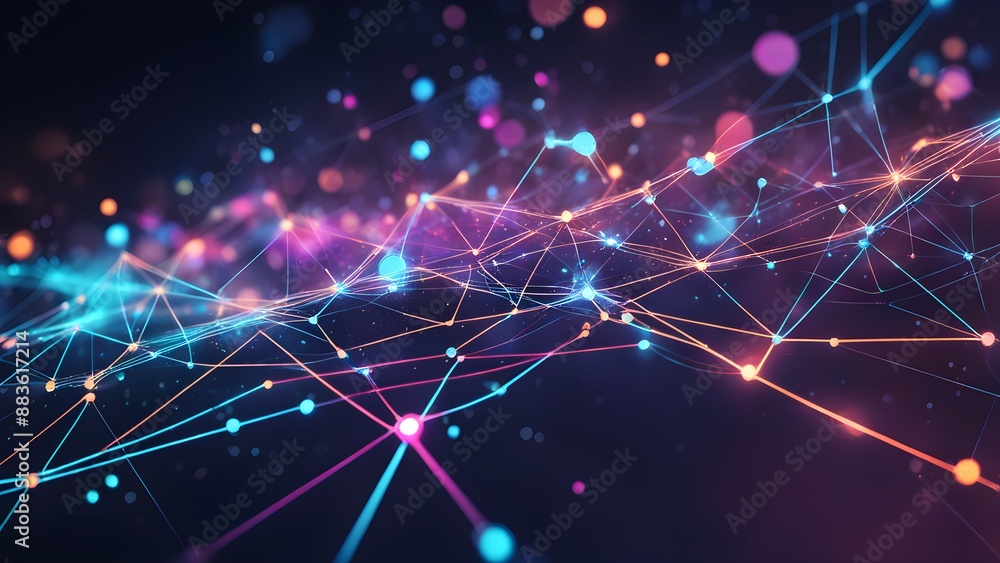 A colorful line of dots that are connected to each other A colorful line of dots that are connected to each other