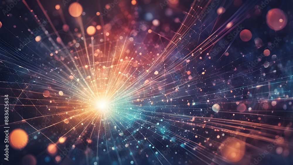 Fototapeta premium A colorful, starburst-like image with a bright yellow center