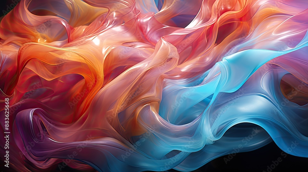 Obraz premium Abstract Sunrise Symphony - Vivid Abstract Color Waves. The painting captures a sunrise symphony in vivid waves of color, exuding warmth and energy 